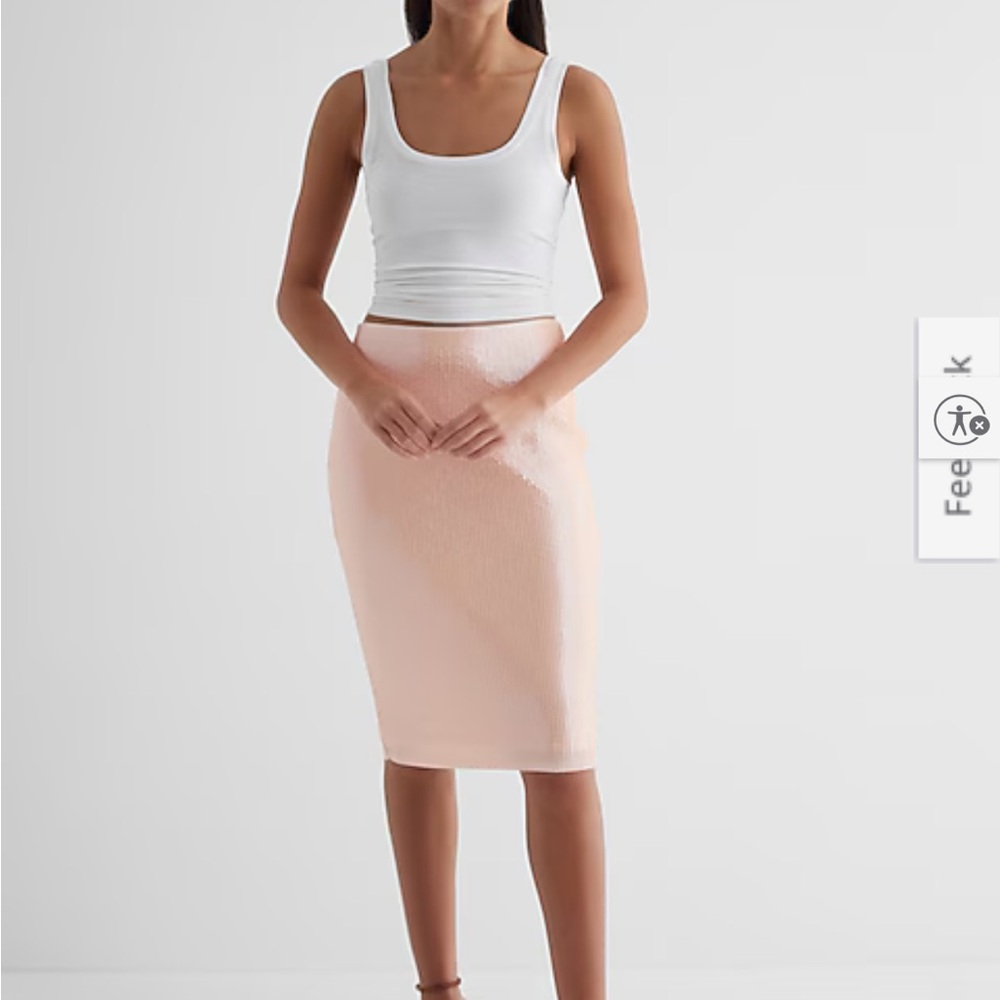 Express Light Pink Midi Skirt